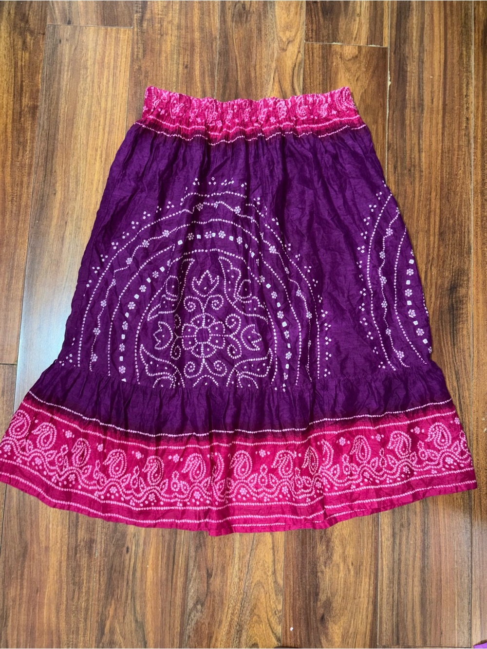 Xhilaration Purple and Pink Bandhani-Style Midi Skirt